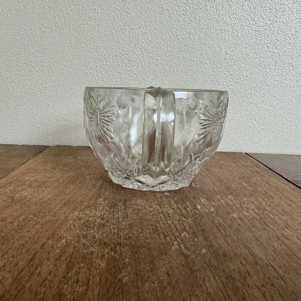 Indiana Glass Pressed Clear Glass‎ Butterfly Design Open Sugar Bowl